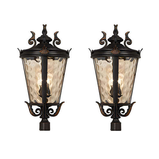 Vintage Lantern 2X 71.2cm Wall Lamp Modern Aluminum & Glass Wall Light Classic Outdoor Sconce Decorative Exterior Lighting • LUZ-Lamp584StandLgeX2