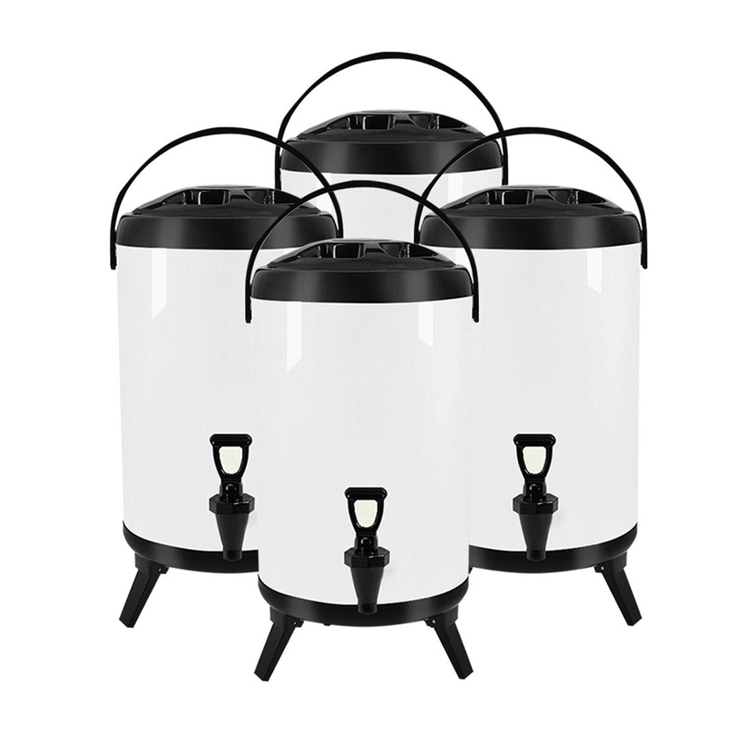 SOGA 4X 10L Stainless Steel Insulated Milk Tea Barrel Hot and Cold Beverage Dispenser Container with Faucet White • LUZ-VICDispenser10LWHTX4
