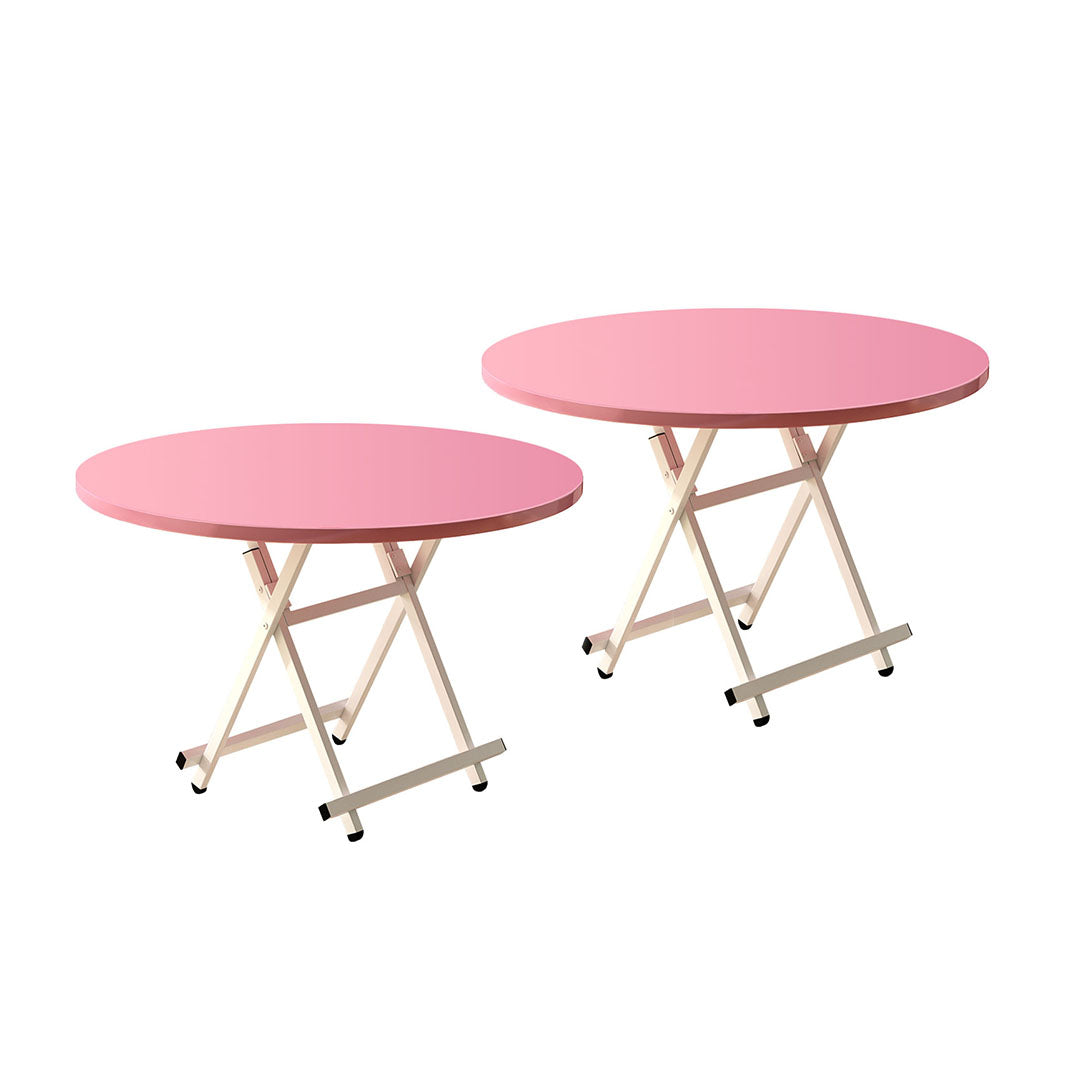SOGA 2X Pink Dining Table Portable Round Surface Space Saving Folding Desk Home Decor • LUZ-TableRD726X2
