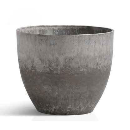SOGA 27cm Rock Grey Round Resin Plant Flower Pot in Cement Pattern Planter Cachepot for Indoor Home Office • LUZ-FPotA3207