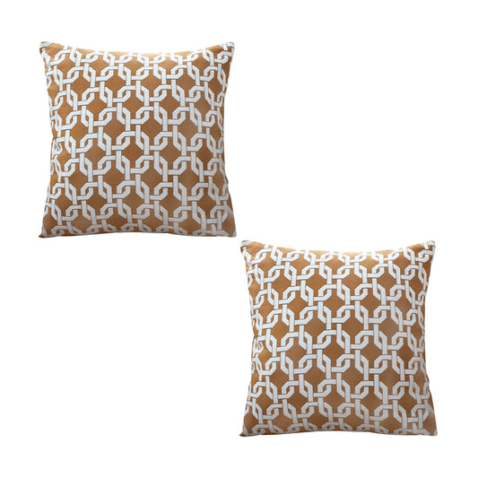 SOGA 2X 50cm Brown Checkered Chain Jacquard Square Pillow Decorative Cushion for Home Decor • LUZ-FrenchCushion334X2