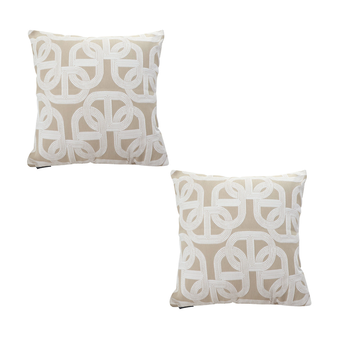 SOGA 2X 50cm Throw Pillow Beige Interlocking Geometric Pattern Modern Accent for Home DÃ©cor • LUZ-FrenchCushion339X2