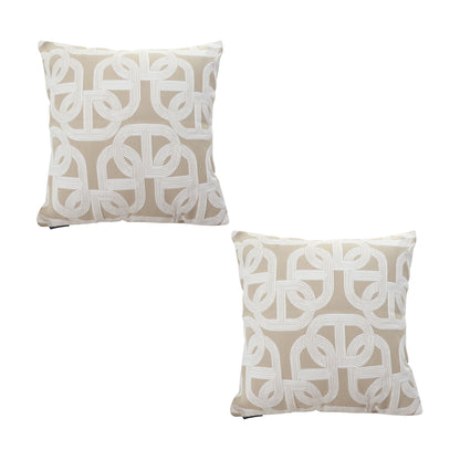 SOGA 2X 50cm Throw Pillow Beige Interlocking Geometric Pattern Modern Accent for Home DÃ©cor • LUZ-FrenchCushion339X2