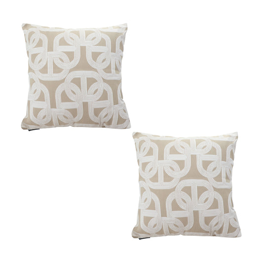 SOGA 2X 50cm Throw Pillow Beige Interlocking Geometric Pattern Modern Accent for Home Décor • LUZ-FrenchCushion339X2