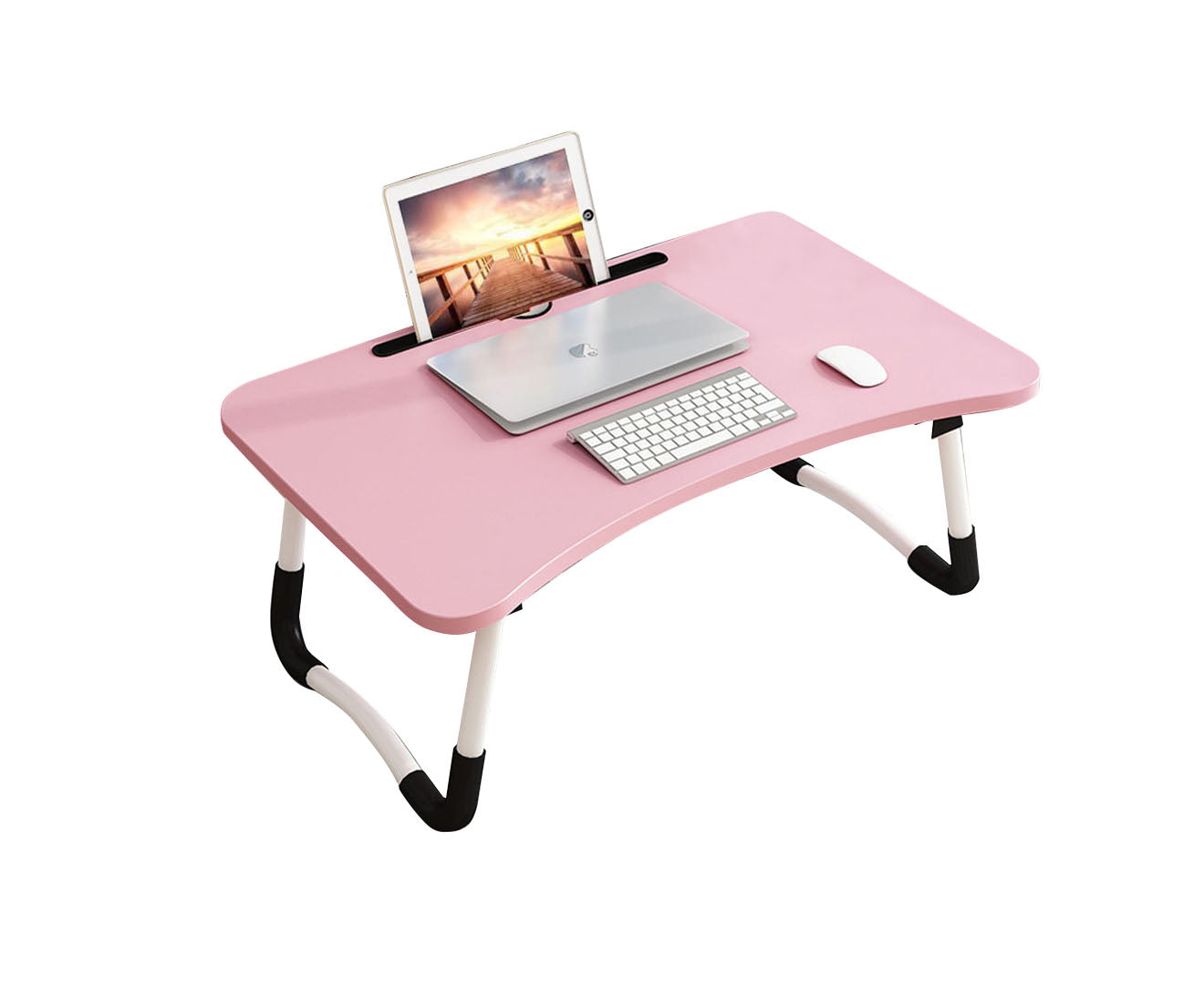 SOGA Pink Portable Bed Table Adjustable Foldable Bed Sofa Study Table Laptop Mini Desk with Notebook Stand Card Slot Holder Home Decor • LUZ-BedTableG44