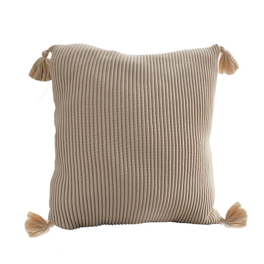 SOGA 45cm Off-White Wabi-Sabi Raised Pillow Cotton Striped Large Tassel Square Throw Pillow • LUZ-FrenchCushion263