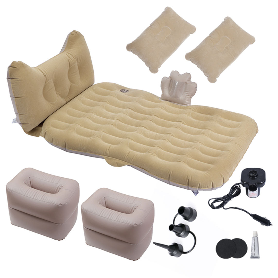 SOGA Beige Honeycomb Inflatable Car Mattress Portable Camping Air Bed Travel Sleeping Kit Essentials • LUZ-CarMat012