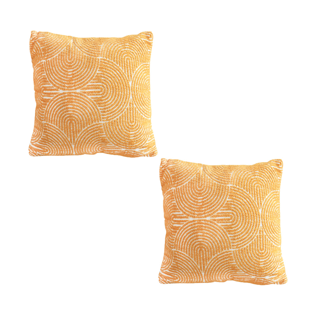 SOGA 2X 50cm Mustard Yellow Throw Pillow Geometric Indoor and Outdoor Corded for Home Decor • LUZ-FrenchCushion321X2