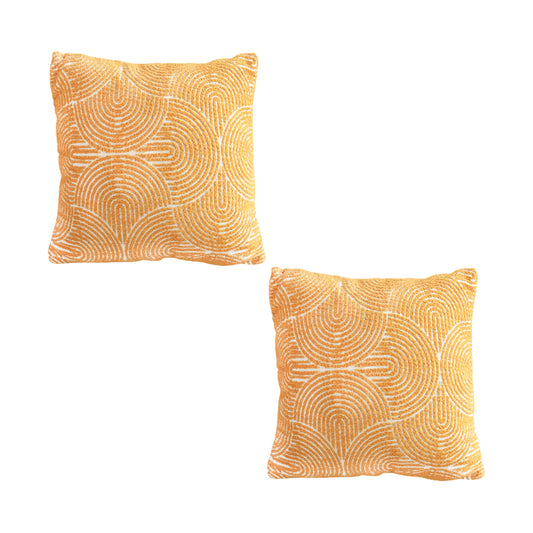 SOGA 2X 50cm Mustard Yellow Throw Pillow Geometric Indoor and Outdoor Corded for Home Decor • LUZ-FrenchCushion321X2
