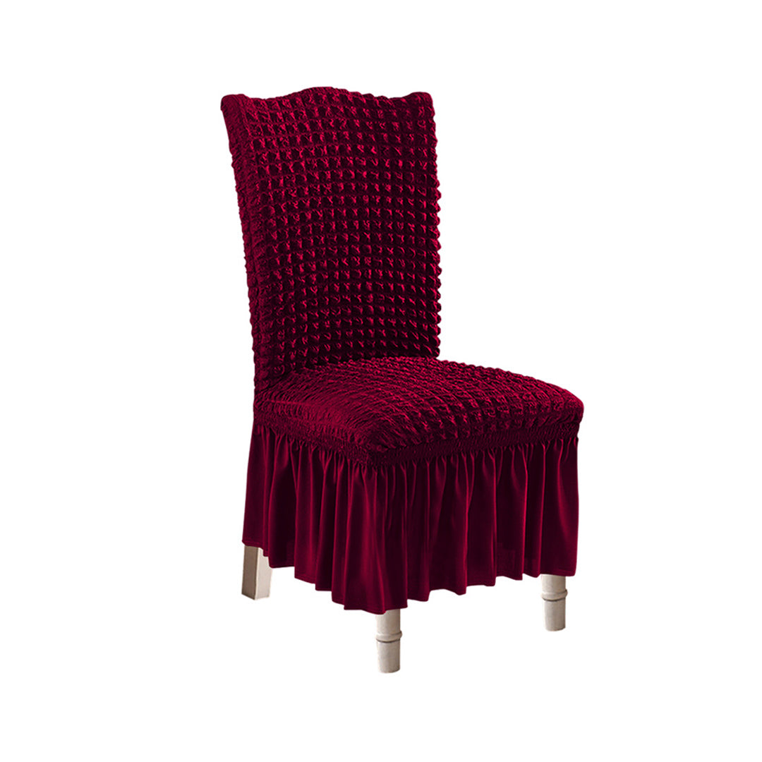 SOGA Burgundy Chair Cover Seat Protector with Ruffle Skirt Stretch Slipcover Wedding Party Home Decor • LUZ-Chaircov21A