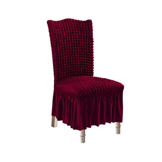 SOGA Burgundy Chair Cover Seat Protector with Ruffle Skirt Stretch Slipcover Wedding Party Home Decor • LUZ-Chaircov21A