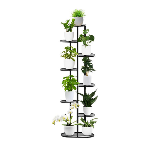 SOGA 8 Tier 9 Pots Black Metal Plant Rack Flowerpot Storage Display Stand Holder Home Garden Decor • LUZ-FPotH25