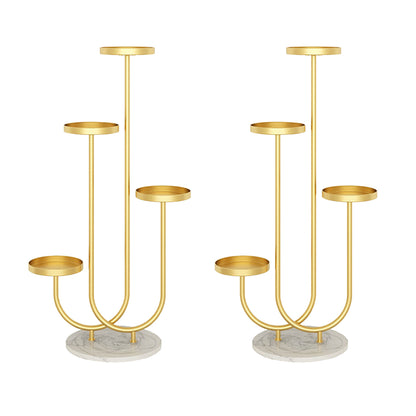 SOGA 2X U Shaped Plant Stand Round Flower Pot Tray Living Room Balcony Display Gold Metal Decorative Shelf • LUZ-FPotH101X2