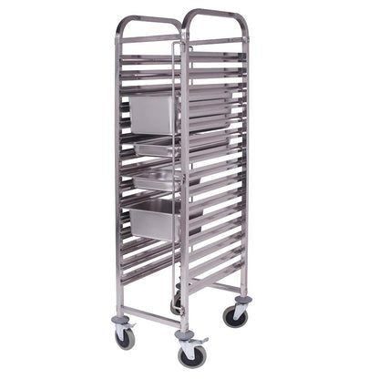 SOGA Gastronorm Trolley 16 Tier Stainless Steel Bakery Trolley Suits GN 1/1 Pans • LUZ-GastronormRackingTrolley305
