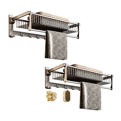 SOGA 2X 50cm Wall-Mounted Double Pole Towel Holder Bathroom Organiser Rail Hanger with Hooks • LUZ-TAN1015X2