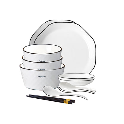 SOGA Diamond Pattern Ceramic Dinnerware Crockery Soup Bowl Plate Server Kitchen Home Decor Set of 8 • LUZ-BowlG622