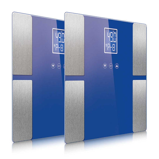 SOGA 2X Digital Electronic LCD Bathroom Body Fat Scale Weighing Scales Weight Monitor Blue • LUZ-BodyFatScale1302BlueX2