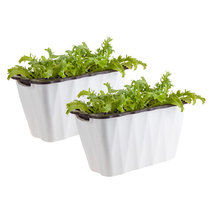 SOGA 2X 35cm Small White Rectangular Flowerpot Vegetable Herb Flower Outdoor Plastic Box Garden Decor • LUZ-PlantBox4K