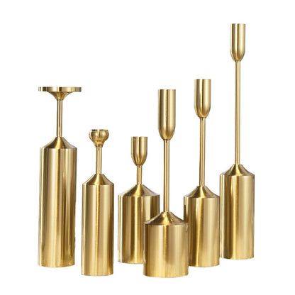 SOGA 6pcs Gold Iron Taper Luxury Candlestick Candle Holder Stand Pillar • LUZ-CandleStick1150