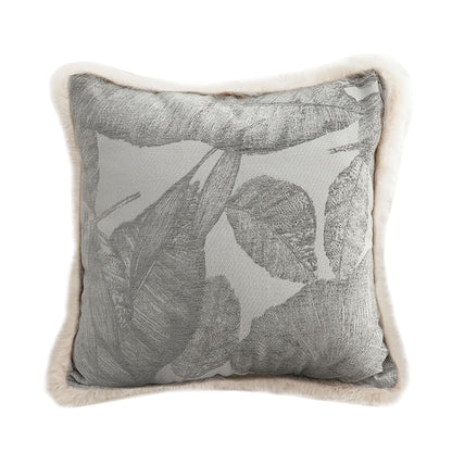 SOGA 45cm Wabi-sabi Raised Embroidery Leaf & Square Throw Pillow • LUZ-FrenchCushion260