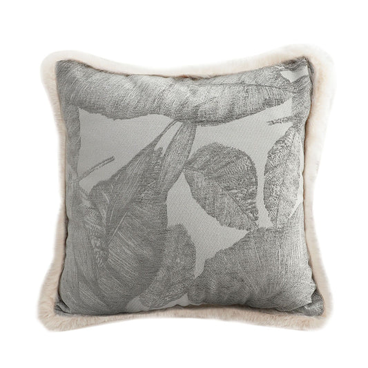 SOGA 45cm Wabi-sabi Raised Embroidery Leaf & Square Throw Pillow • LUZ-FrenchCushion260