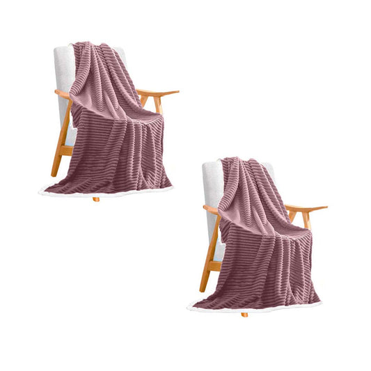 SOGA 2X Throw Blanket Warm Cozy Double Sided Thick Flannel Coverlet Fleece Bed Sofa Comforter Purple • LUZ-Blanket311X2