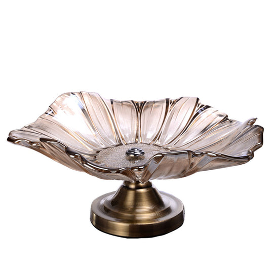 SOGA Bronze Tulip Crystal Glass Fruit Bowl Candy Holder Countertop Dessert Serving Basket Decor • LUZ-Plate2226