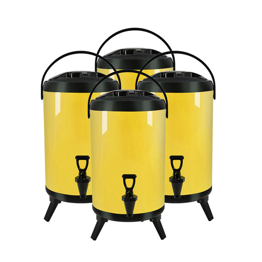 SOGA 4X 10L Stainless Steel Insulated Milk Tea Barrel Hot and Cold Beverage Dispenser Container with Faucet Yellow • LUZ-VICDispenser10LYELX4