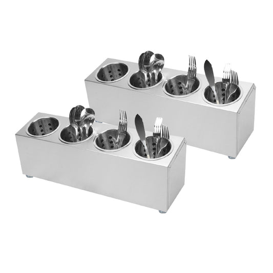 SOGA 2X 18/10 Stainless Steel Commercial Conical Utensils Cutlery Holder with 4 Holes • LUZ-CutleryHolder4602X2