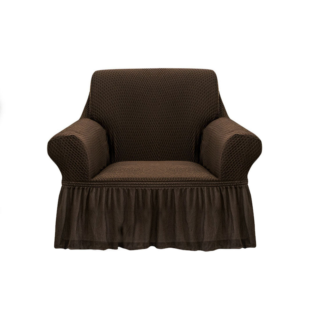 SOGA 1-Seater Coffee Sofa Cover with Ruffled Skirt Couch Protector High Stretch Lounge Slipcover Home Decor • LUZ-SofaCov1