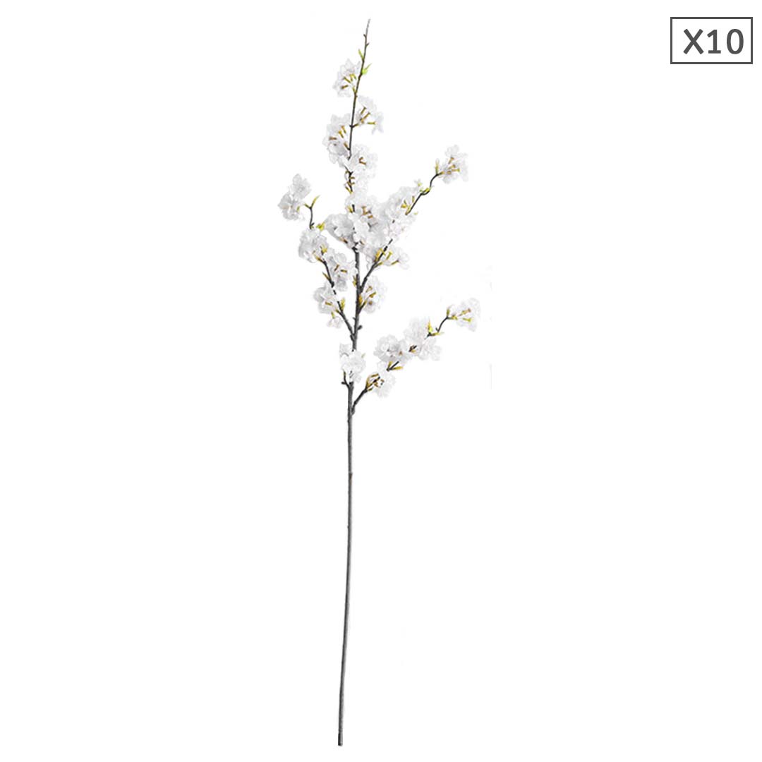 SOGA 10X Artificial Silk Flower Fake Cherry Blossom Bouquet Table Decor White • LUZ-AFlowerCherry10White