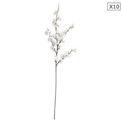 SOGA 10X Artificial Silk Flower Fake Cherry Blossom Bouquet Table Decor White • LUZ-AFlowerCherry10White