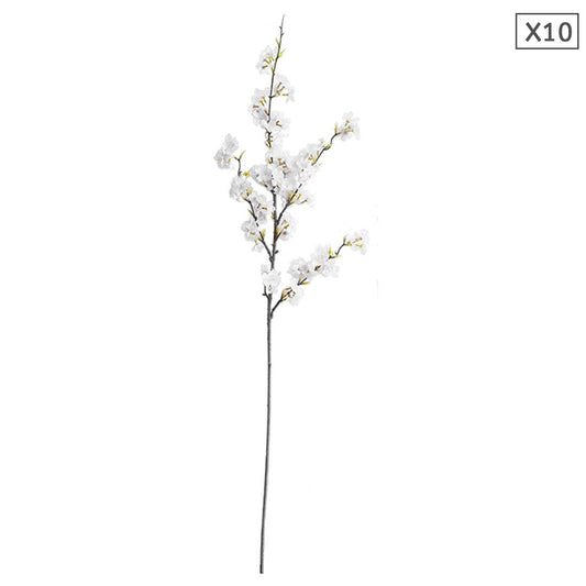 SOGA 10X Artificial Silk Flower Fake Cherry Blossom Bouquet Table Decor White • LUZ-AFlowerCherry10White