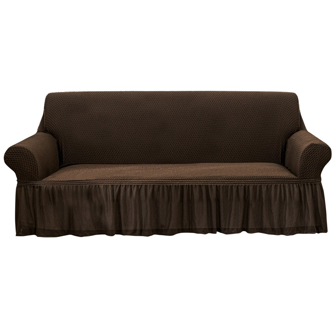 SOGA 3-Seater Coffee Sofa Cover with Ruffled Skirt Couch Protector High Stretch Lounge Slipcover Home Decor • LUZ-SofaCov3
