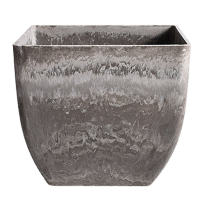 SOGA 32cm Rock Grey Square Resin Plant Flower Pot in Cement Pattern Planter Cachepot for Indoor Home Office • LUZ-FPotF3252