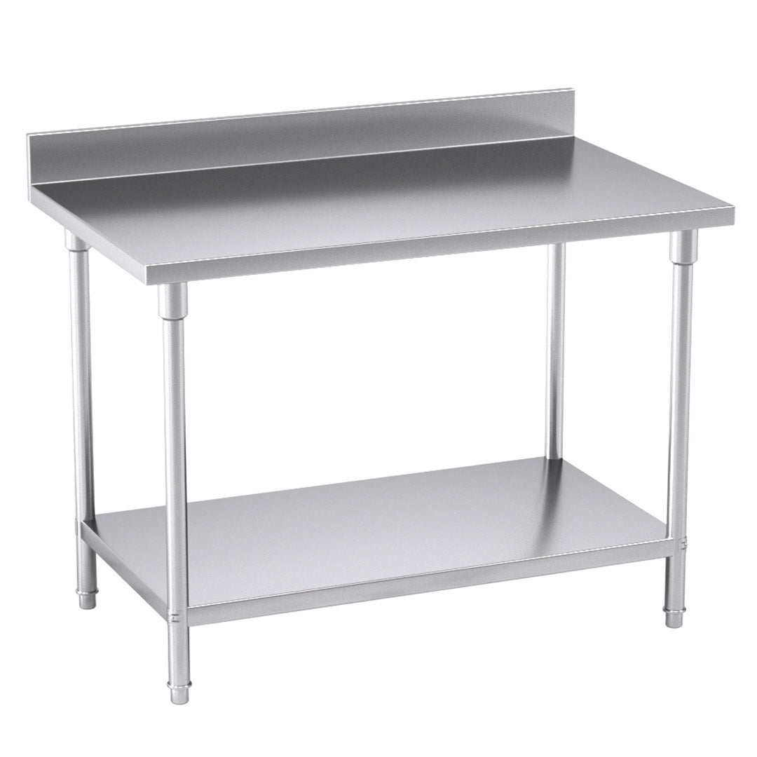 SOGA Commercial Catering Kitchen Stainless Steel Prep Work Bench Table with Back-splash 120*70*85cm • LUZ-WorkBenchSS2003120CM