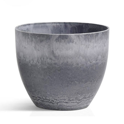 SOGA 32cm Weathered Grey Round Resin Plant Flower Pot in Cement Pattern Planter Cachepot for Indoor Home Office • LUZ-FPotA3739