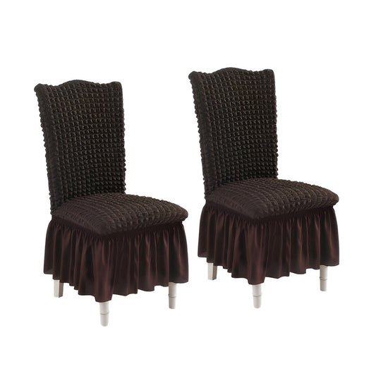 SOG 2X Coffee Chair Cover Seat Protector with Ruffle Skirt Stretch Slipcover Wedding Party Home Decor • LUZ-Chaircov24DX2