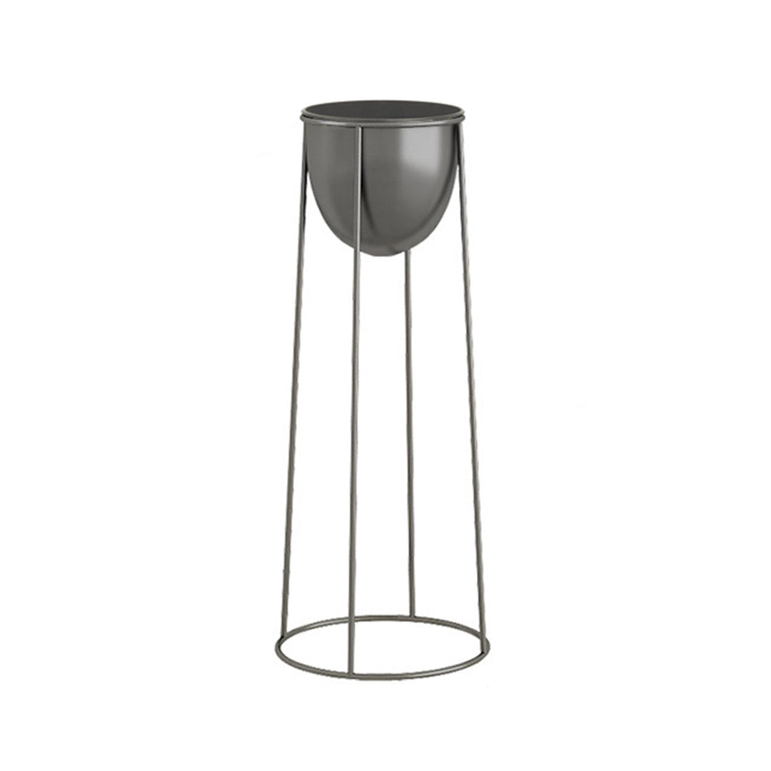 SOGA 50cm Round Wire Metal Flower Pot Stand with Black Flowerpot Holder Rack Display • LUZ-FPotH52RoundBLK
