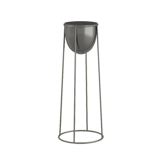 SOGA 50cm Round Wire Metal Flower Pot Stand with Black Flowerpot Holder Rack Display • LUZ-FPotH52RoundBLK