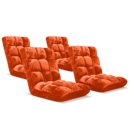 SOGA 4X Floor Recliner Folding Lounge Sofa Futon Couch Folding Chair Cushion Orange • LUZ-LoungeChairOrangeX4