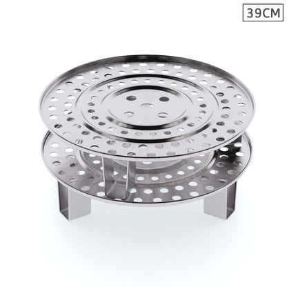 SOGA 2X 39cm Stainless Steel Steamer Insert Stock Pot Steaming Rack Stockpot Tray • LUZ-SS-Rack39CMX2