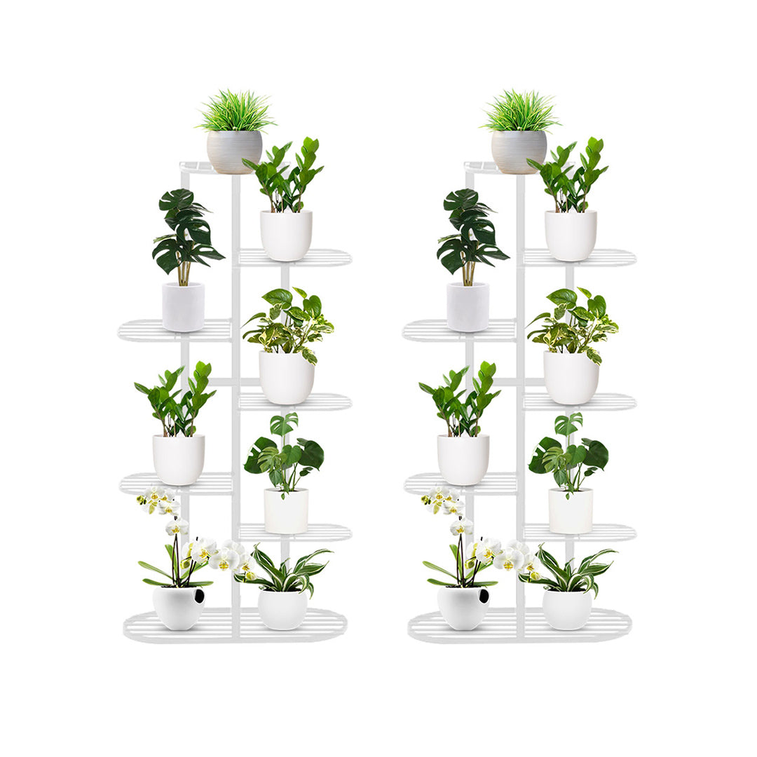 SOGA 2X 7 Tier 8 Pots White Metal Plant Rack Flowerpot Storage Display Stand Holder Home Garden Decor • LUZ-FPotH34X2