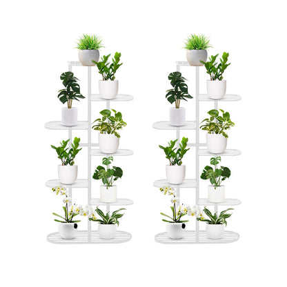 SOGA 2X 7 Tier 8 Pots White Metal Plant Rack Flowerpot Storage Display Stand Holder Home Garden Decor • LUZ-FPotH34X2
