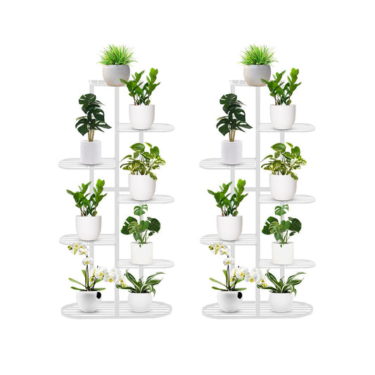 SOGA 2X 7 Tier 8 Pots White Metal Plant Rack Flowerpot Storage Display Stand Holder Home Garden Decor • LUZ-FPotH34X2