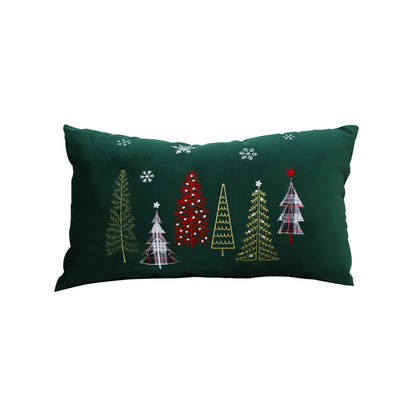 SOGA 30cm Throw Pillow  Green Christmas Forest Embroidered Lumbar for Festive Holiday Cushion Home Decor LUZ-FrenchCushion270