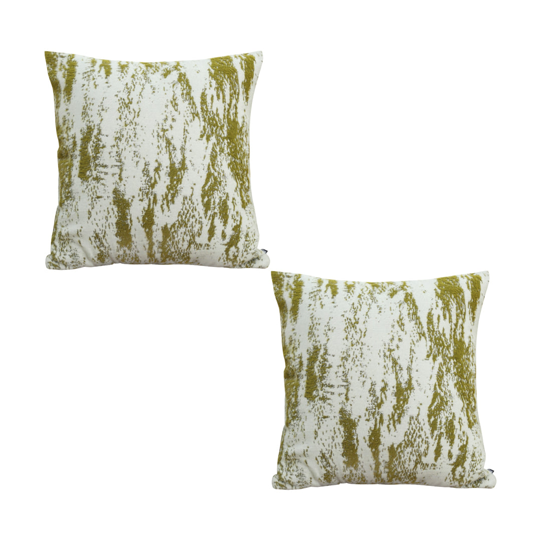 SOGA 2X 50cm Throw Pillow White and Olive Green Deluxe Polyester Fiber and Cotton for Home Decor • LUZ-FrenchCushion327X2