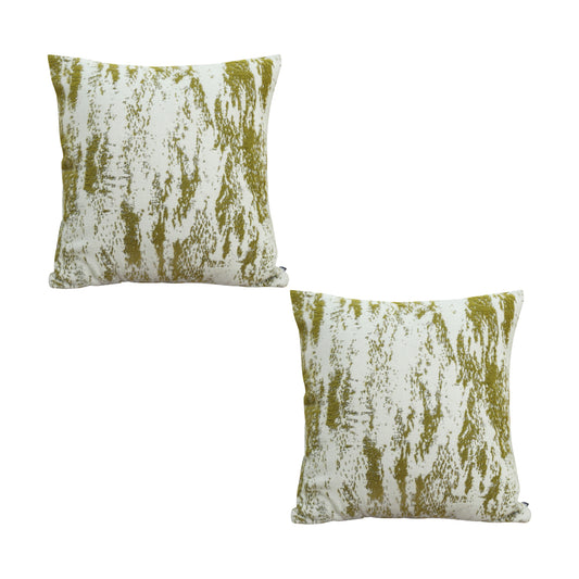 SOGA 2X 50cm Throw Pillow White and Olive Green Deluxe Polyester Fiber and Cotton for Home Decor • LUZ-FrenchCushion327X2