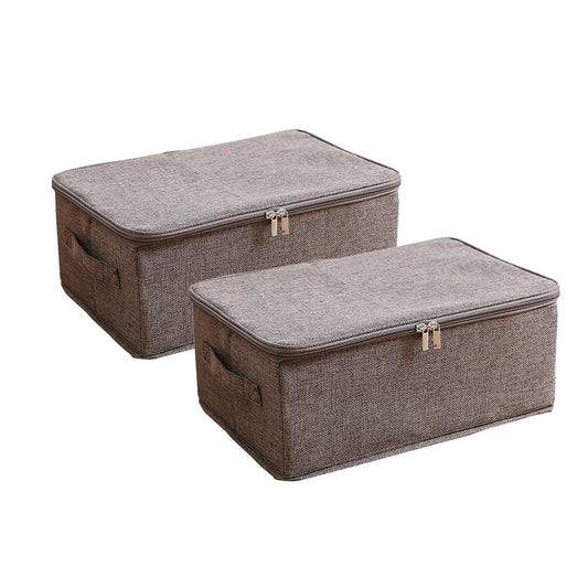 SOGA 2X Coffee Small Portable Double Zipper Storage Box Moisture Proof Clothes Basket Foldable Home Organiser • LUZ-SBox025X2