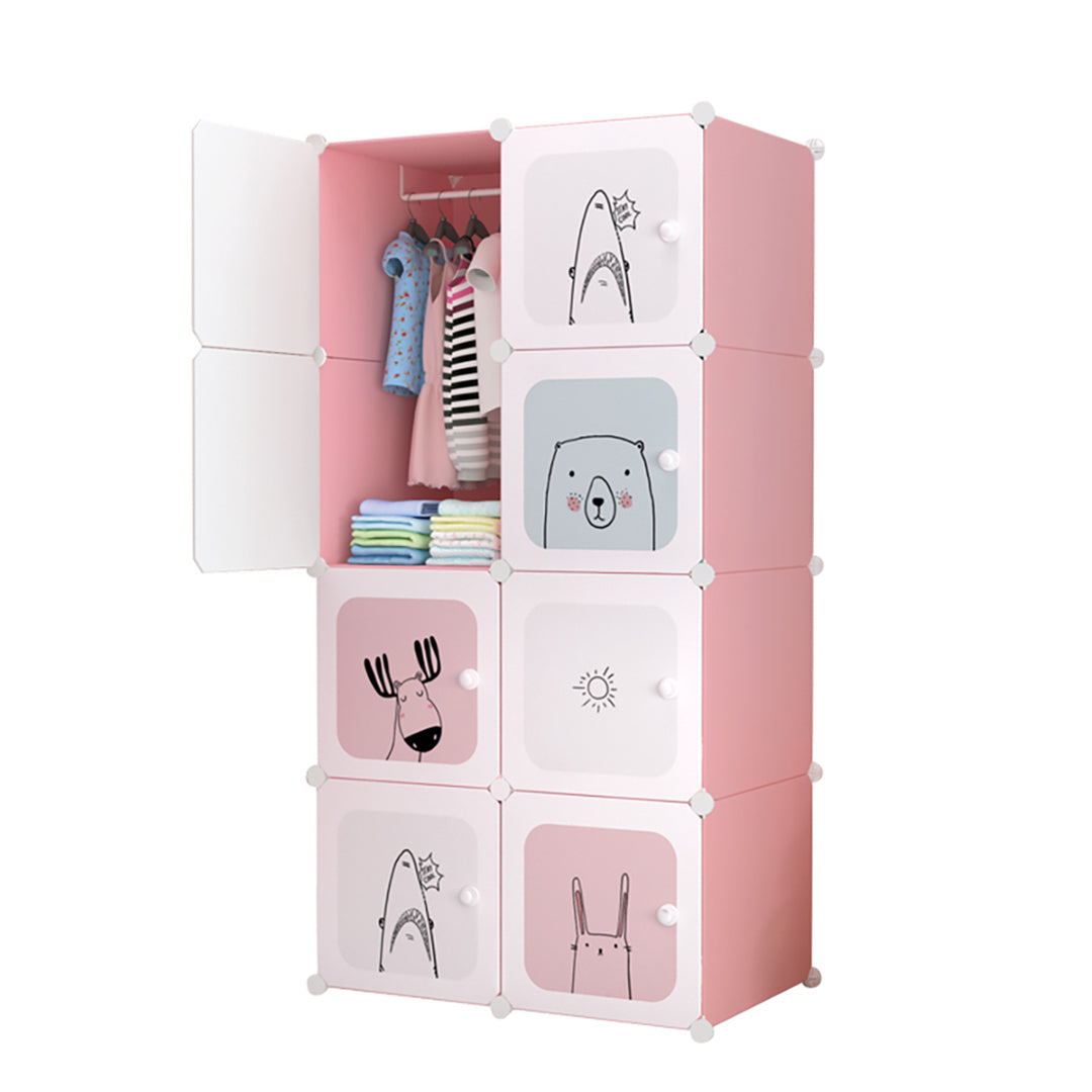 SOGA 8 Cubes Pink Portable Wardrobe Divide-Grid Modular Storage Organiser Foldable Closet • LUZ-Wrobe2010